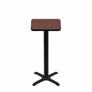 24" x 24" Two-Sided Mahogany/Black Quick Ship Table - Mahogany Up + Black Bar Height 22" x 22" Cross Base