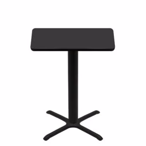 30" x 42" Two-Sided Mahogany/Black Quick Ship Table - Black Up + Black Bar Height 30" x 30" Cross Base