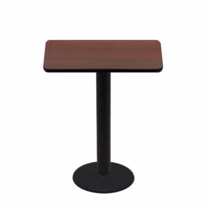 30" x 42" Two-Sided Mahogany/Black Quick Ship Table - Mahogany Up + Black Bar Height 22" Disc Base