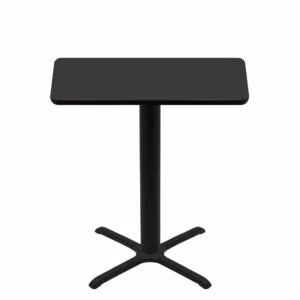 30" x 48" Two-Sided Mahogany/Black Quick Ship Table - Black Up + Black Bar Height 30" x 30" Cross Base