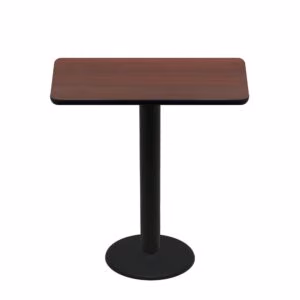 30" x 48" Two-Sided Mahogany/Black Quick Ship Table - Mahogany Up + Black Bar Height 22" Disc Base