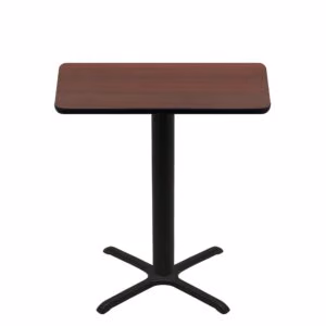 30" x 48" Two-Sided Mahogany/Black Quick Ship Table - Mahogany Up + Black Bar Height 30" x 30" Cross Base