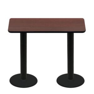 30" x 60" Two-Sided Mahogany/Black Quick Ship Table - Mahogany Up + (2) Black Bar Height 22" Disc Bases