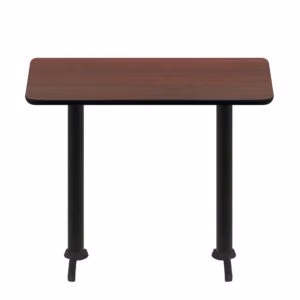 30" x 60" Two-Sided Mahogany/Black Quick Ship Table - Mahogany Up + (2) Black Bar Height 22" T Bases