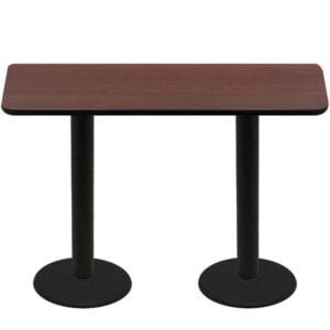 30" x 72" Two-Sided Mahogany/Black Quick Ship Table - Mahogany Up + (2) Black Bar Height 22" Disc Bases