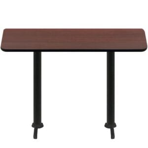 30" x 72" Two-Sided Mahogany/Black Quick Ship Table - Mahogany Up + (2) Black Bar Height 22" T Bases