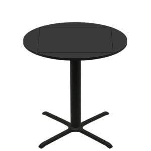 36" x 36" Flip to 51" Round Two-Sided Mahogany/Black Quick Ship Table - Black Up + Black Bar Height 36" x 36" Cross Base
