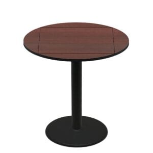 36" x 36" Flip to 51" Round Two-Sided Mahogany/Black Quick Ship Table - Mahogany Up + Black Bar Height 30" Disc Base