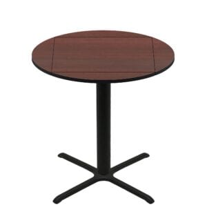 36" x 36" Flip to 51" Round Two-Sided Mahogany/Black Quick Ship Table - Mahogany Up + Black Bar Height 36" x 36" Cross Base