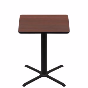 42" x 42" Two-Sided Mahogany/Black Quick Ship Table - Mahogany Up + Black Bar Height 36" x 36" Cross Base