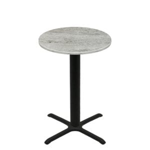 36" Round Thermoform Gray Barn Board Quick Ship Table + Black Bar Height 30" x 30" Cross Base