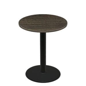 42" Round Thermoform Dark Walnut Quick Ship Table + Black Bar Height 30" Disc Base