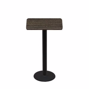 24" x 30" Thermoform Dark Walnut Quick Ship Table + Black Bar Height 18" Disc Base