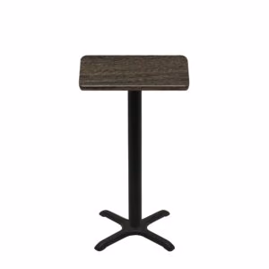 24" x 30" Thermoform Dark Walnut Quick Ship Table + Black Bar Height 22" x 22" Cross Base