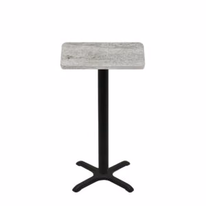 24" x 30" Thermoform Gray Barn Board Quick Ship Table + Black Bar Height 22" x 22" Cross Base