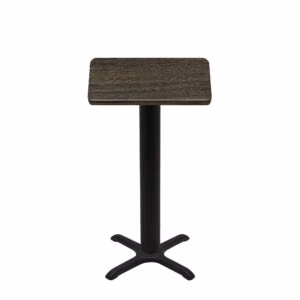30" x 30" Thermoform Dark Walnut Quick Ship Table + Black Bar Height 22" x 22" Cross Base
