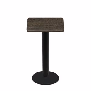 30" x 30" Thermoform Dark Walnut Quick Ship Table + Black Bar Height 22" Disc Base