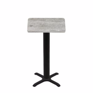 30" x 30" Thermoform Gray Barn Board Quick Ship Table + Black Bar Height 22" x 22" Cross Base