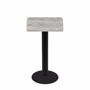 30" x 30" Thermoform Gray Barn Board Quick Ship Table + Black Bar Height 22" Disc Base