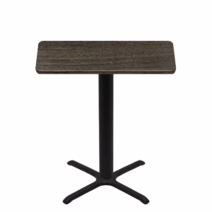 30" x 48" Thermoform Dark Walnut Quick Ship Table + Black Bar Height 30" x 30" Cross Base