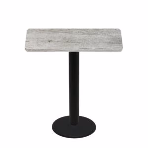 30" x 48" Thermoform Gray Barn Board Quick Ship Table + Black Bar Height 22" Disc Base