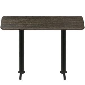 30" x 72" Thermoform Dark Walnut Quick Ship Table + (2) Black Bar Height 22" T Bases