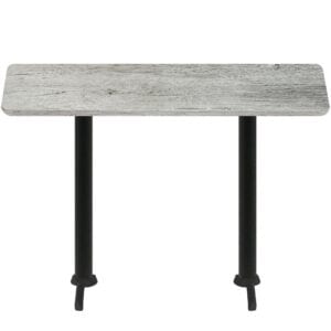 30" x 72" Thermoform Gray Barn Board Quick Ship Table + (2) Black Bar Height 22" T Bases