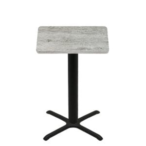 36" x 36" Thermoform Gray Barn Board Quick Ship Table + Black Bar Height 30" x 30" Cross Base