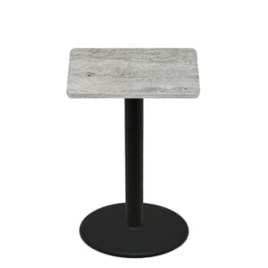 36" x 36" Thermoform Gray Barn Board Quick Ship Table + Black Bar Height 30" Disc Base