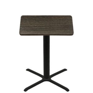 42" x 42" Thermoform Dark Walnut Quick Ship Table + Black Bar Height 36" x 36" Cross Base