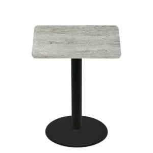 42" x 42" Thermoform Gray Barn Board Quick Ship Table + Black Bar Height 30" Disc Base