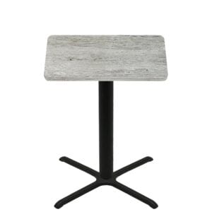 42" x 42" Thermoform Gray Barn Board Quick Ship Table + Black Bar Height 36" x 36" Cross Base