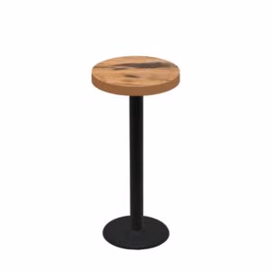 24" Round Urban Natural Heartwood Quick Ship Table + Black Bar Height 18" Disc Base
