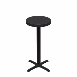 24" Round Urban Onyx Quick Ship Table + Black Bar Height 22" x 22" Cross Base