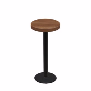 24" Round Urban Toasted Birch Quick Ship Table + Black Bar Height 18" Disc Base