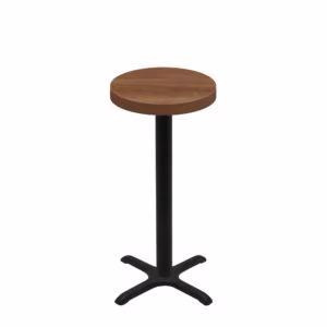24" Round Urban Toasted Birch Quick Ship Table + Black Bar Height 22" x 22" Cross Base