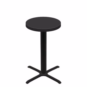 30" Round Urban Onyx Quick Ship Table + Black Bar Height 30" x 30" Cross Base