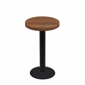 30" Round Urban Toasted Birch Quick Ship Table + Black Bar Height 22" Disc Base
