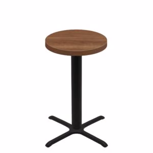 30" Round Urban Toasted Birch Quick Ship Table + Black Bar Height 30" x 30" Cross Base