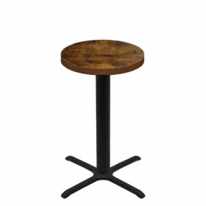 30" Round Urban Vintage Autumn Quick Ship Table + Black Bar Height 30" x 30" Cross Base