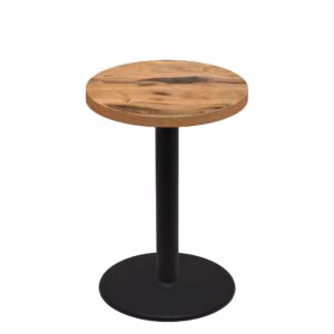36" Round Urban Natural Heartwood Quick Ship Table + Black Bar Height 30" Disc Base