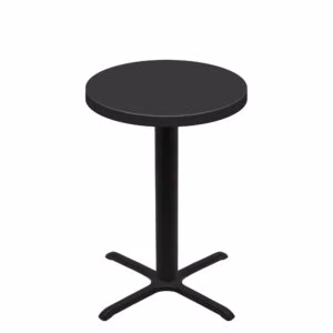 36" Round Urban Onyx Quick Ship Table + Black Bar Height 30" x 30" Cross Base