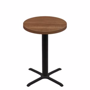 36" Round Urban Toasted Birch Quick Ship Table + Black Bar Height 30" x 30" Cross Base
