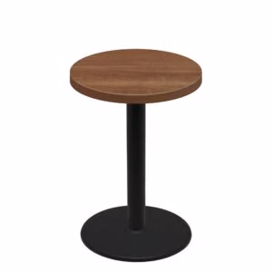 36" Round Urban Toasted Birch Quick Ship Table + Black Bar Height 30" Disc Base