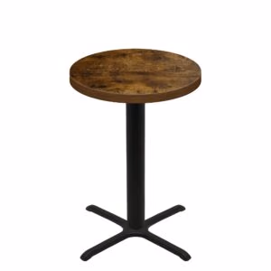 36" Round Urban Vintage Autumn Quick Ship Table + Black Bar Height 30" x 30" Cross Base
