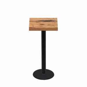 24" x 24" Urban Natural Heartwood Quick Ship Table + Black Bar Height 18" Disc Base