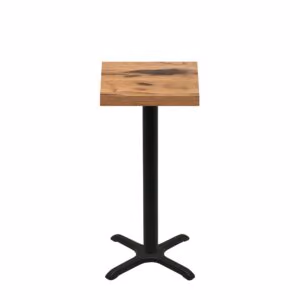 24" x 24" Urban Natural Heartwood Quick Ship Table + Black Bar Height 22" x 22" Cross Base