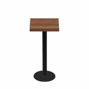 24" x 24" Urban Toasted Birch Quick Ship Table + Black Bar Height 18" Disc Base