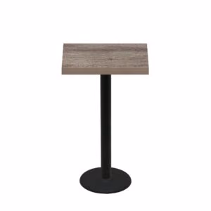 24" x 30" Urban Weathered Barnwood Quick Ship Table + Black Bar Height 18" Disc Base