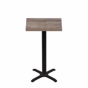 24" x 30" Urban Weathered Barnwood Quick Ship Table + Black Bar Height 22" x 22" Cross Base